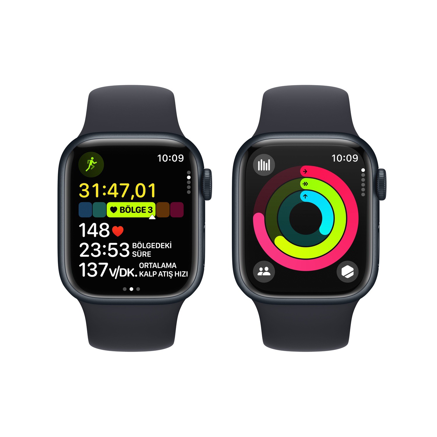 Apple Watch Series 9 GPS + Cellular 41mm Gece Yarısı Alüminyum Kasa ve Gece Yarısı Spor Kordon - M/L  MRHT3TU/A