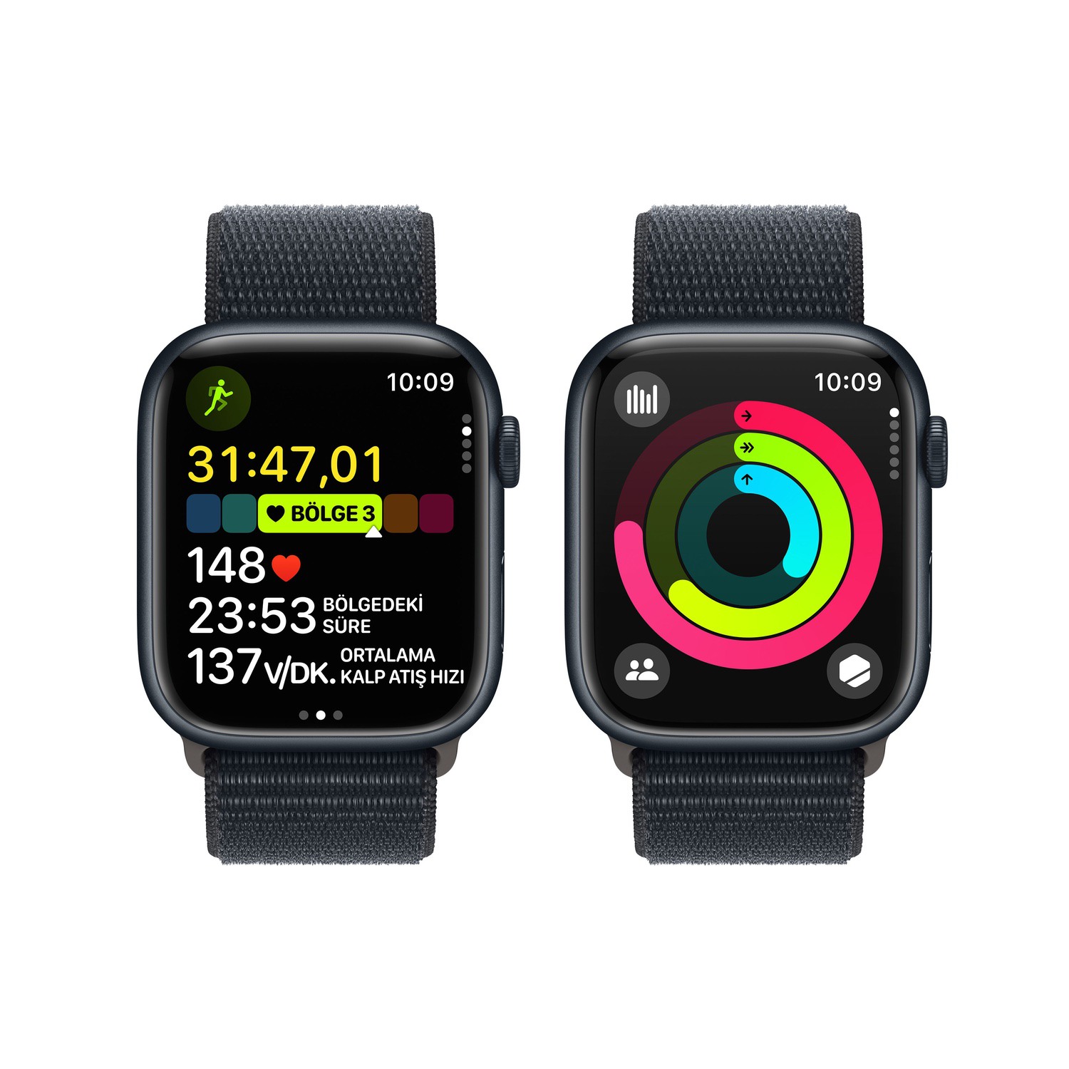 Apple Watch Series 9 GPS + Cellular 41mm Gece Yarısı Alüminyum Kasa ve Gece Yarısı Spor Loop  MRHU3TU/A