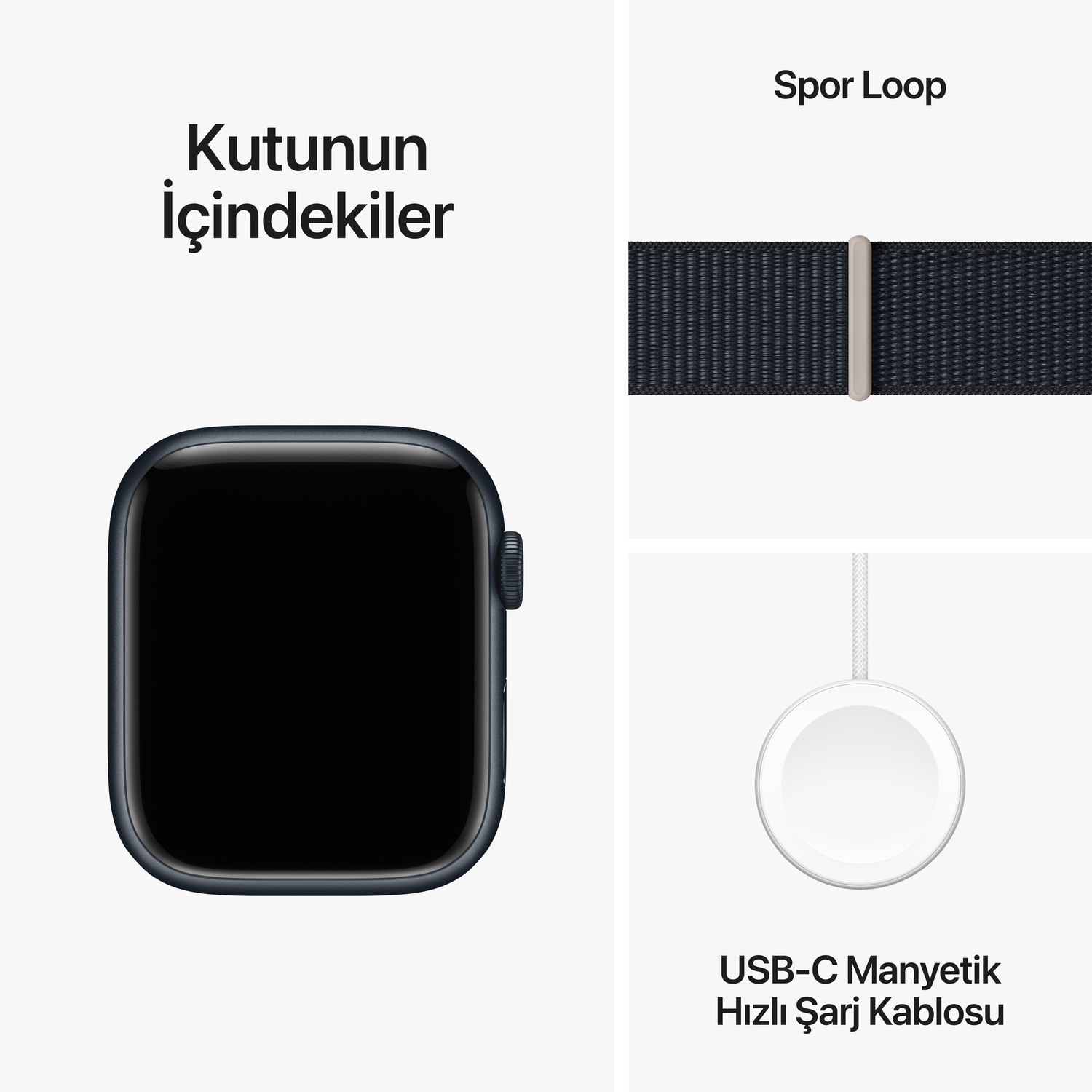 Apple Watch Series 9 GPS + Cellular 41mm Gece Yarısı Alüminyum Kasa ve Gece Yarısı Spor Loop  MRHU3TU/A