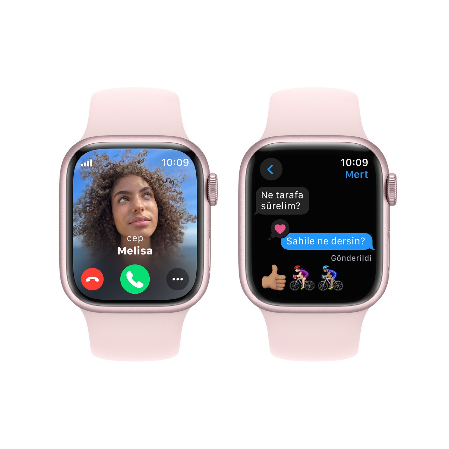 Apple Watch Series 9 GPS + Cellular 41mm Pembe Alüminyum Kasa ve Uçuk Pembe Spor Kordon - M/L  MRJ03TU/A