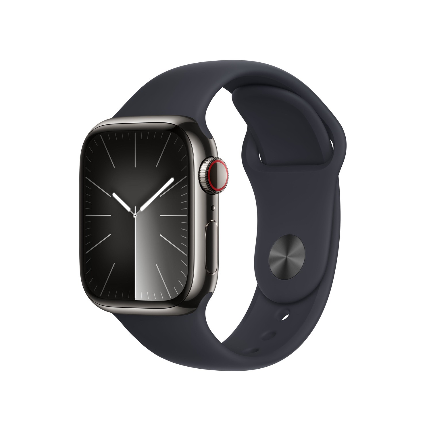 Apple Watch Series 9 GPS + Cellular 41mm Grafit Paslanmaz Çelik Kasa ve Gece Yarısı Spor Kordon - S/M  MRJ83TU/A