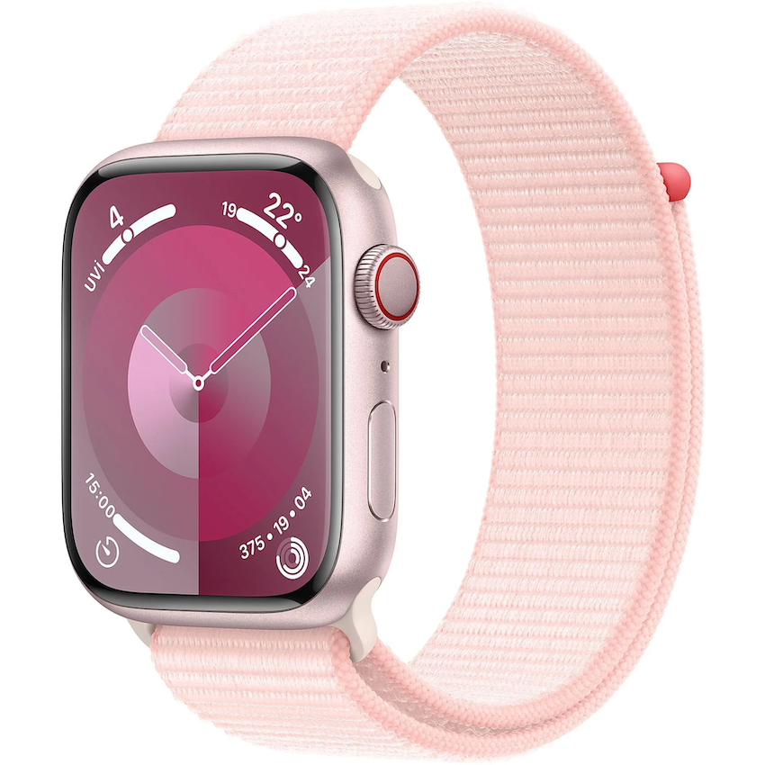 Apple Watch Series 9 GPS + Cellular 45mm Pembe Alüminyum Kasa ve Uçuk Pembe Spor Loop  MRMM3TU/A