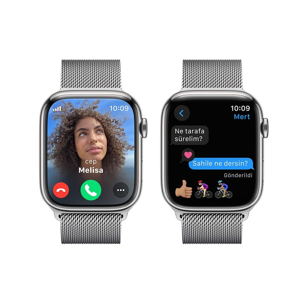 Apple Watch Series 9 GPS + Cellular 45mm Gümüş Rengi Paslanmaz Çelik Kasa ve Gümüş Rengi Milano Loop - MRMQ3TU/A MRMQ3TU/A