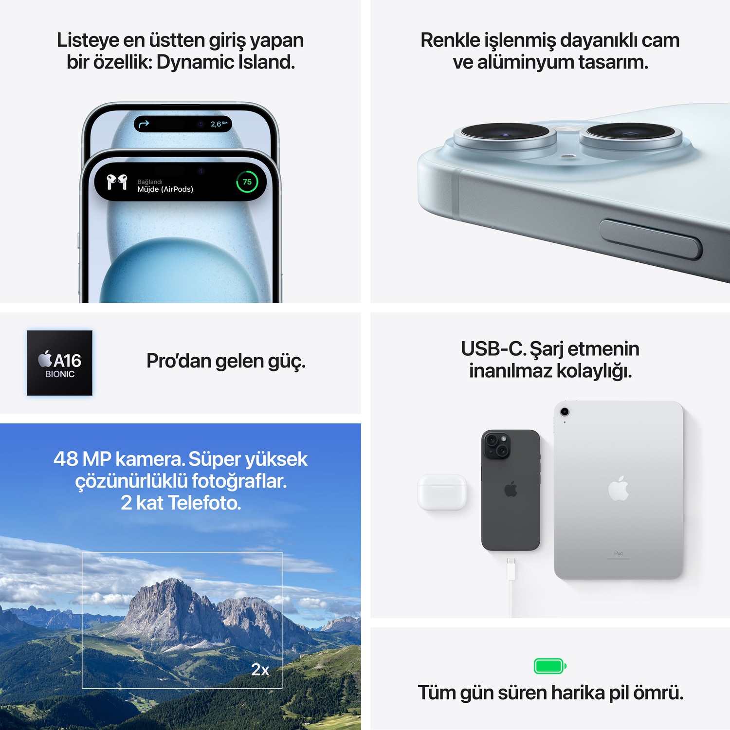 Apple iPhone 15 Plus 256GB Siyah  MU183TU/A