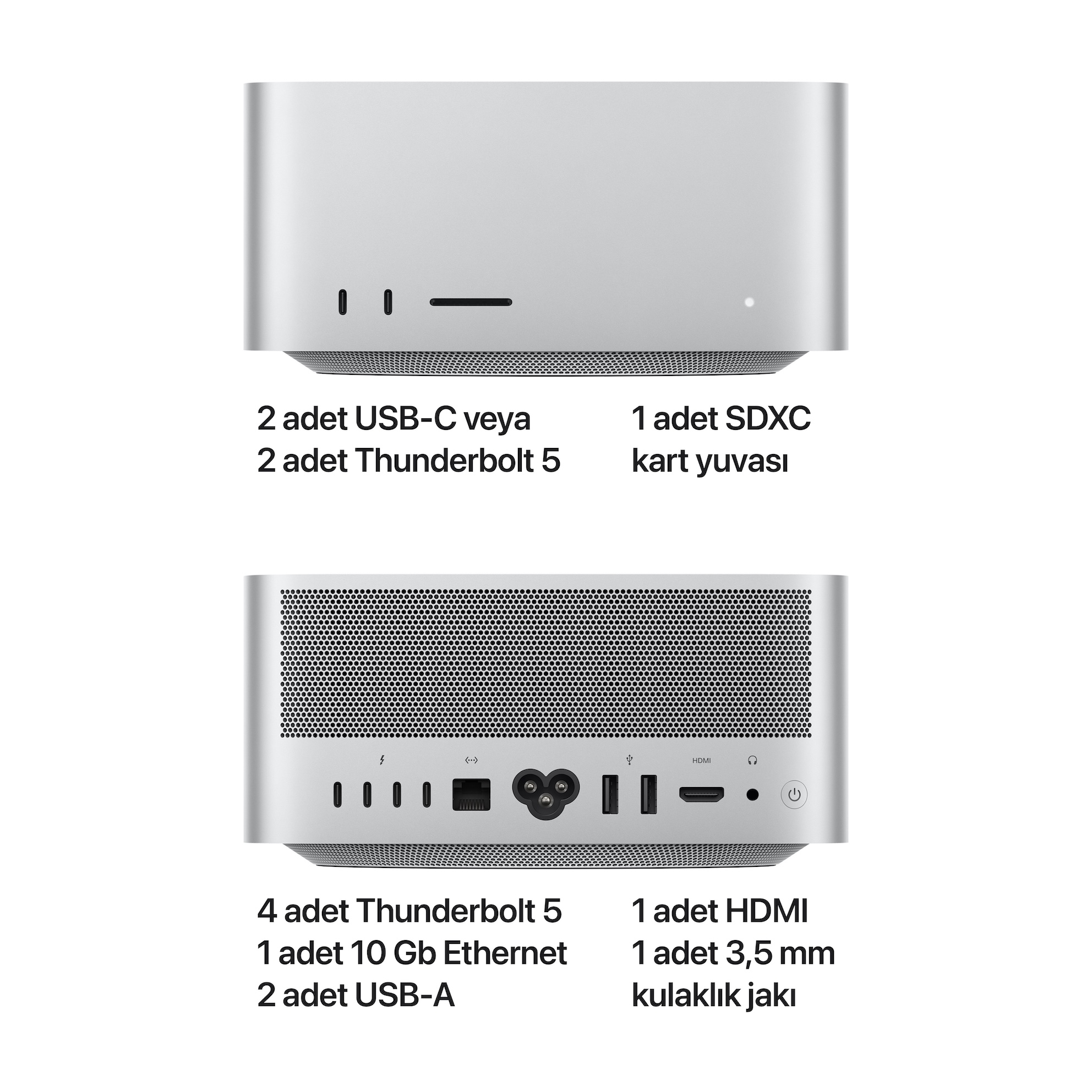 Mac Studio Apple M3 Ultra Çip 28 Çekirdekli CPU 60 Çekirdekli GPU 96GB Bellek 1TB SSD  MU973TU/A