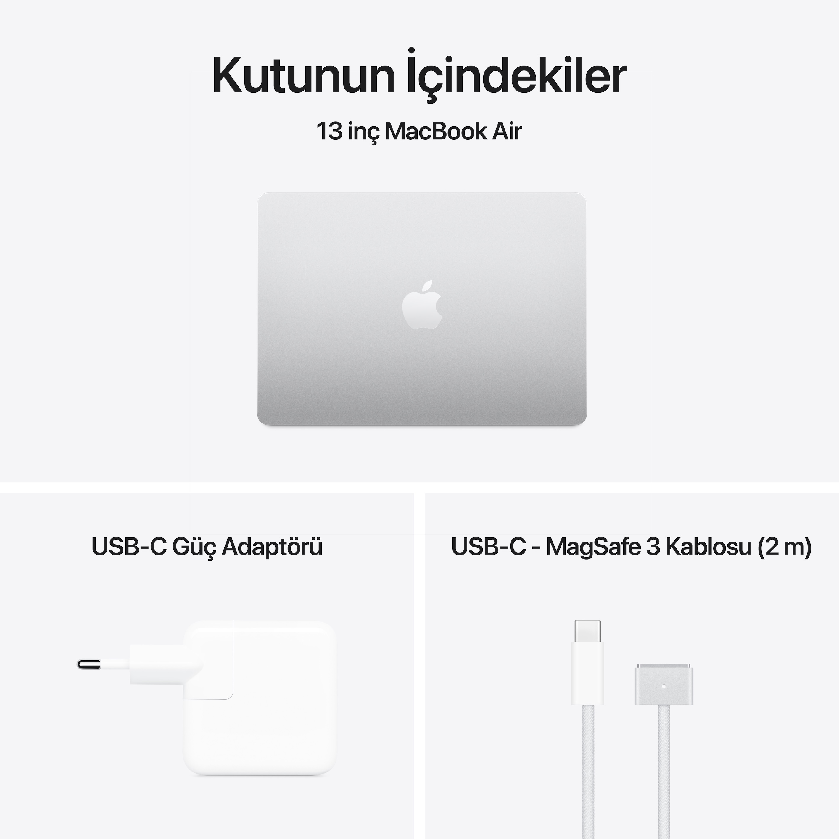 Apple MacBook Air 13 inç M4 Çip 10 Çekirdekli CPU 10 Çekirdekli GPU 16GB Bellek  512GB SSD Gümüş MW0X3TU/A
