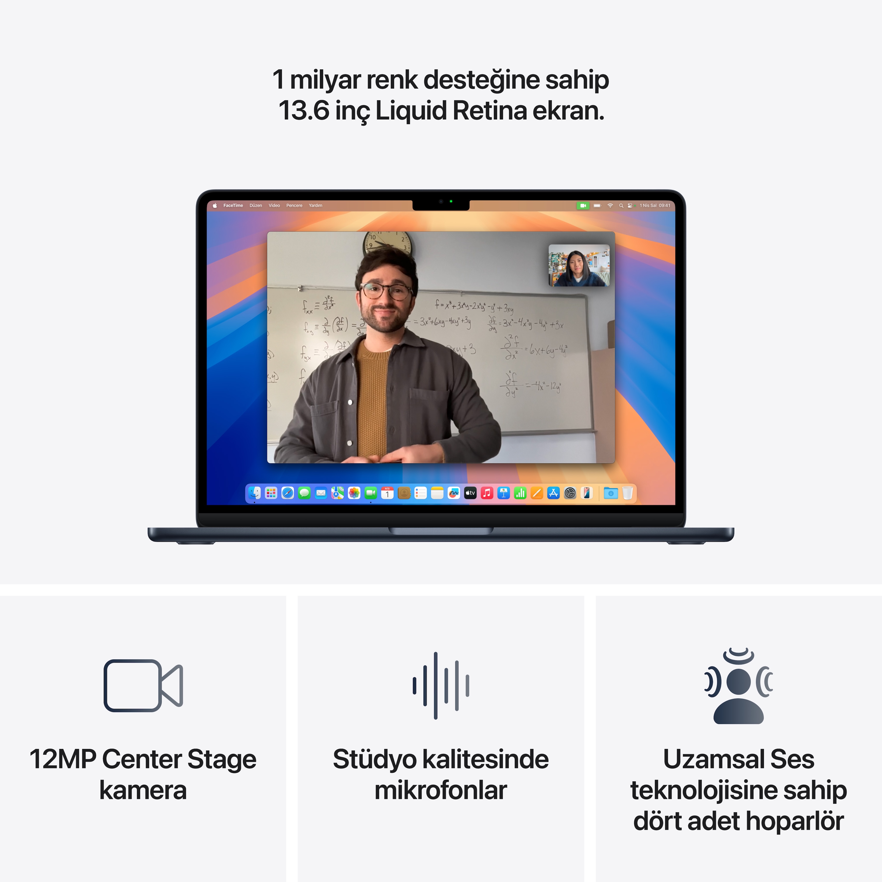 Apple MacBook Air 13 inç M4 Çip 10 Çekirdekli CPU 8 Çekirdekli GPU 16GB Bellek 256GB SSD Gece Yarısı MW123TU/A