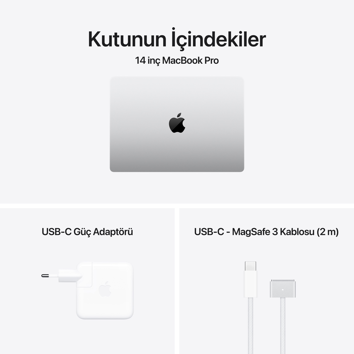 MacBook Pro 14 inç M4 Çip 10CPU 10GPU 16GB Bellek 512GB SSD Gümüş MW2W3TU/A