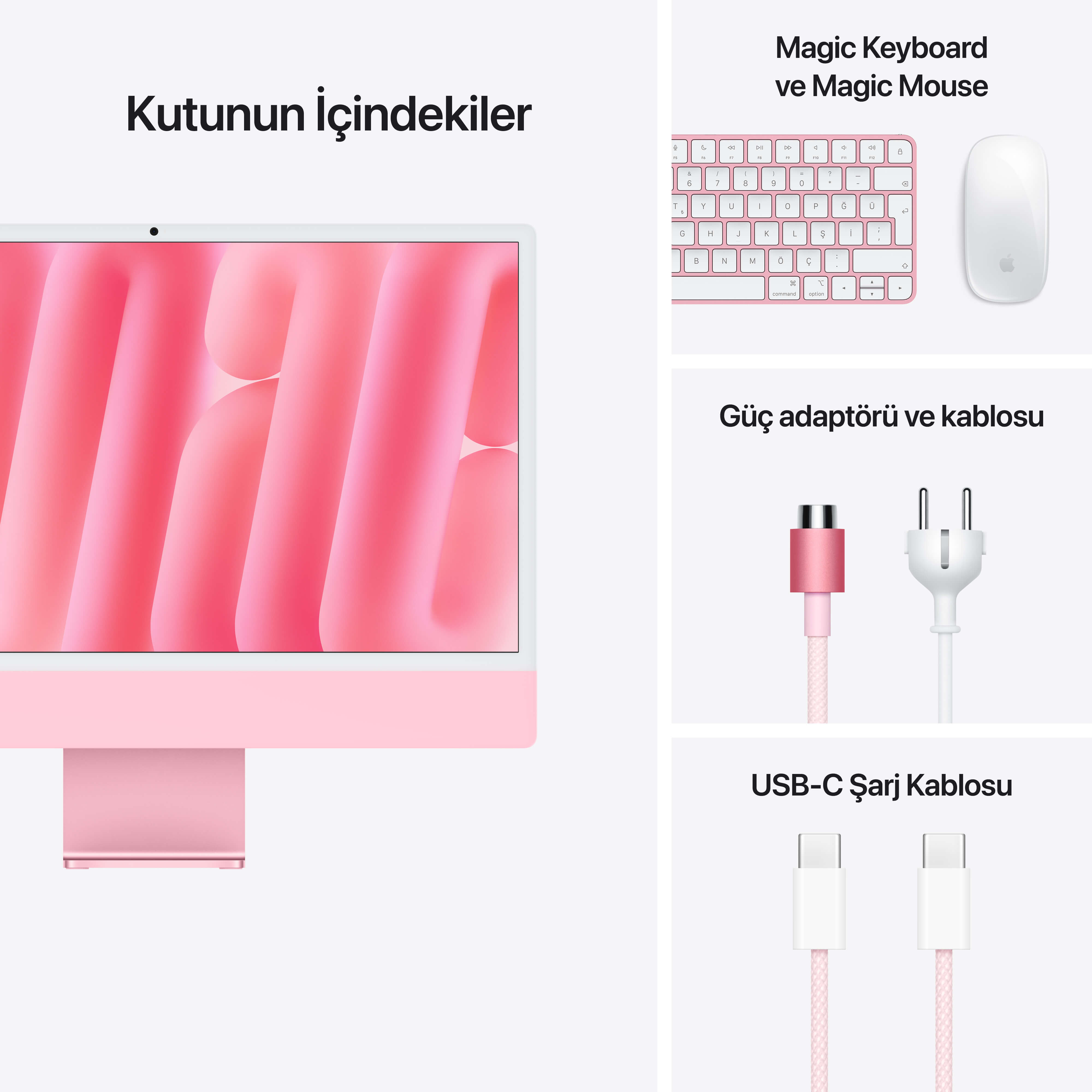 iMac 24 inç Retina 4.5K M4 çip 10 çekirdekli CPU ve 10 çekirdekli GPU 16GB 256GB SSD - Pembe MWV43TU/A