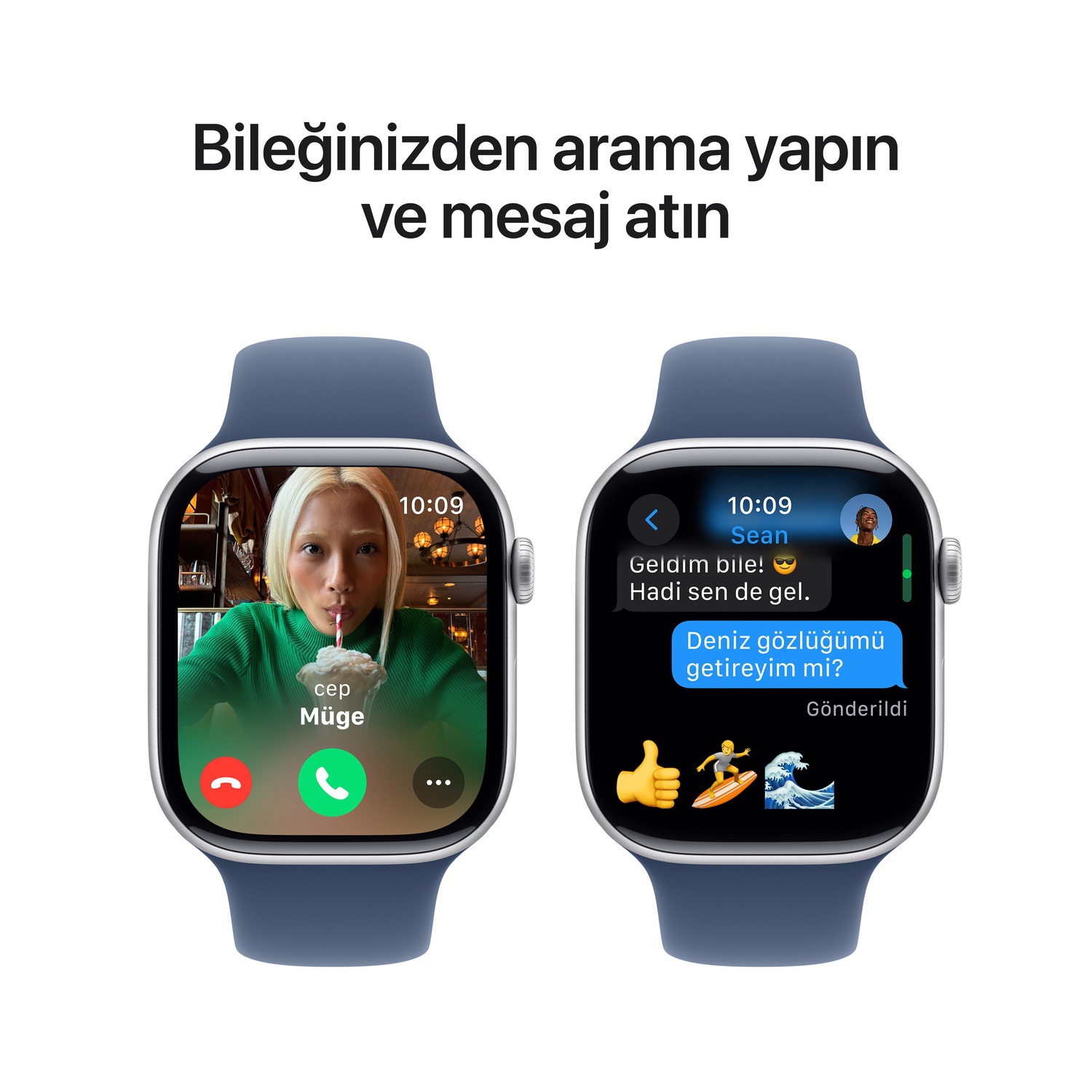 Apple Watch Series 10 GPS 42mm Gümüş Rengi Alüminyum Kasa  Kot Rengi Spor Kordon - M/L  MWWC3TU/A