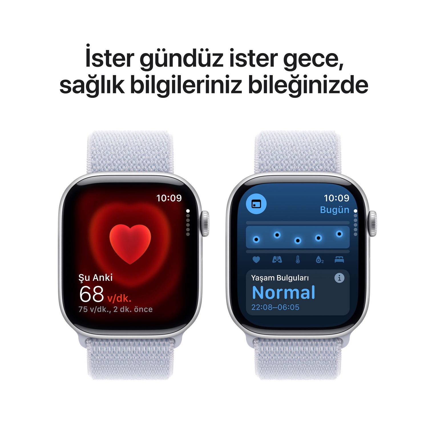 Apple Watch Series 10 GPS 42mm Gümüş Rengi Alüminyum Kasa  Bulut Mavisi Spor Loop  MWWD3TU/A