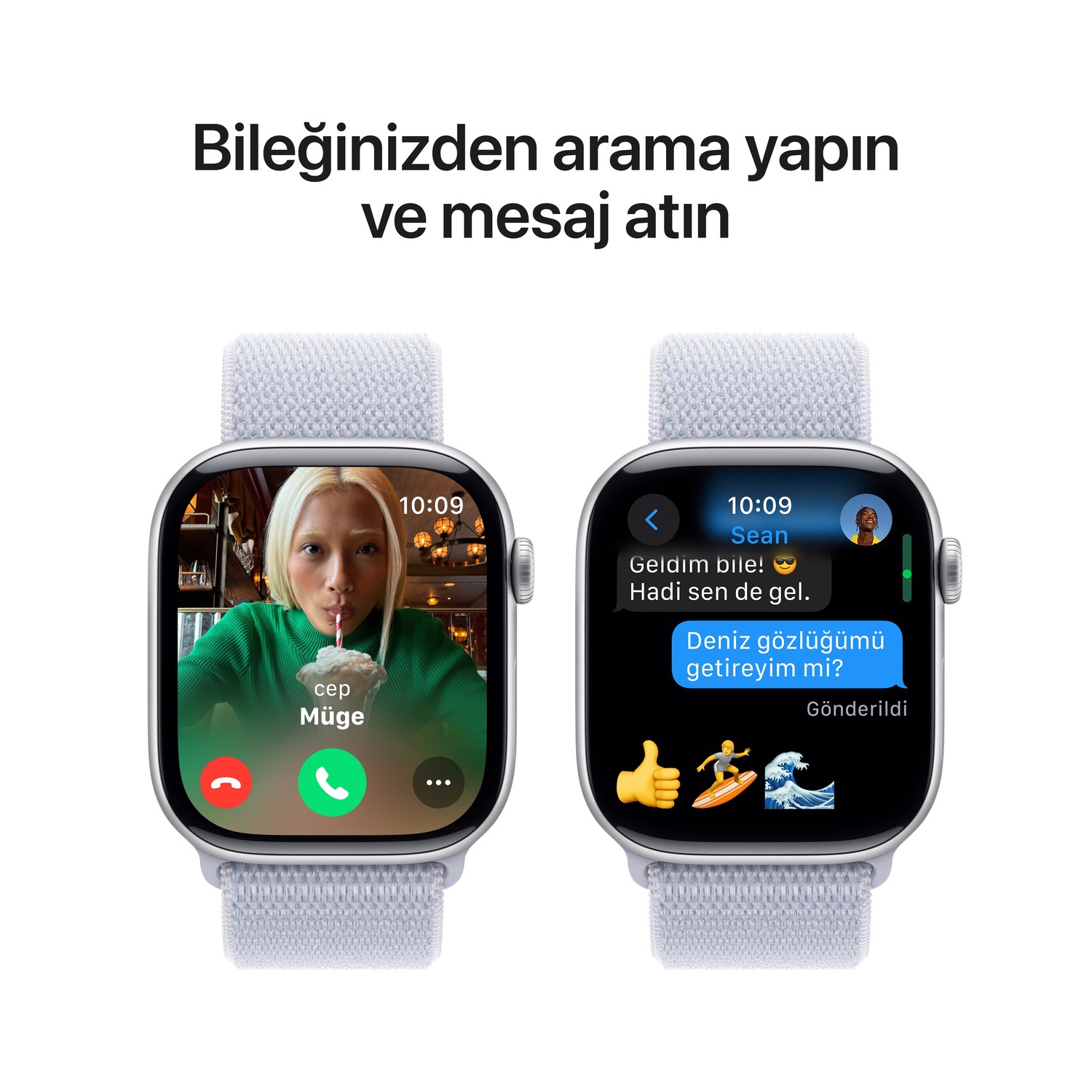Apple Watch Series 10 GPS 42mm Gümüş Rengi Alüminyum Kasa  Bulut Mavisi Spor Loop  MWWD3TU/A