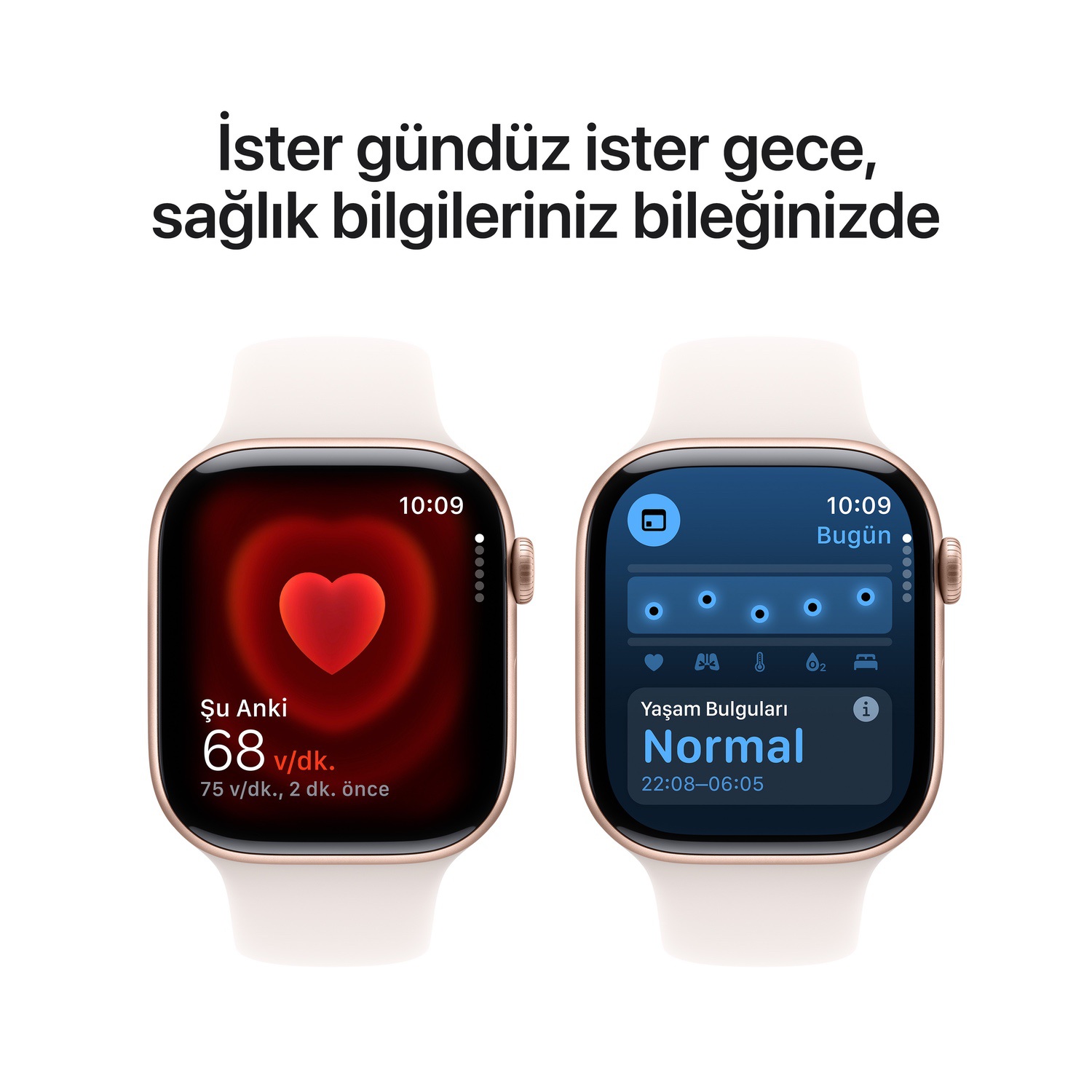 Apple Watch Series 10 GPS 42mm Roze Altın Rengi Alüminyum Kasa  Bulut Pembesi Spor Kordon - M/L  MWWJ3TU/A