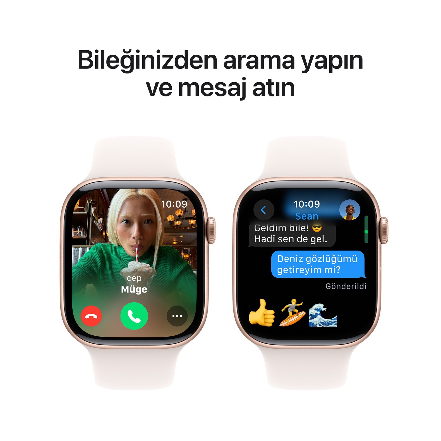 Apple Watch Series 10 GPS 42mm Roze Altın Rengi Alüminyum Kasa  Bulut Pembesi Spor Kordon - M/L  MWWJ3TU/A