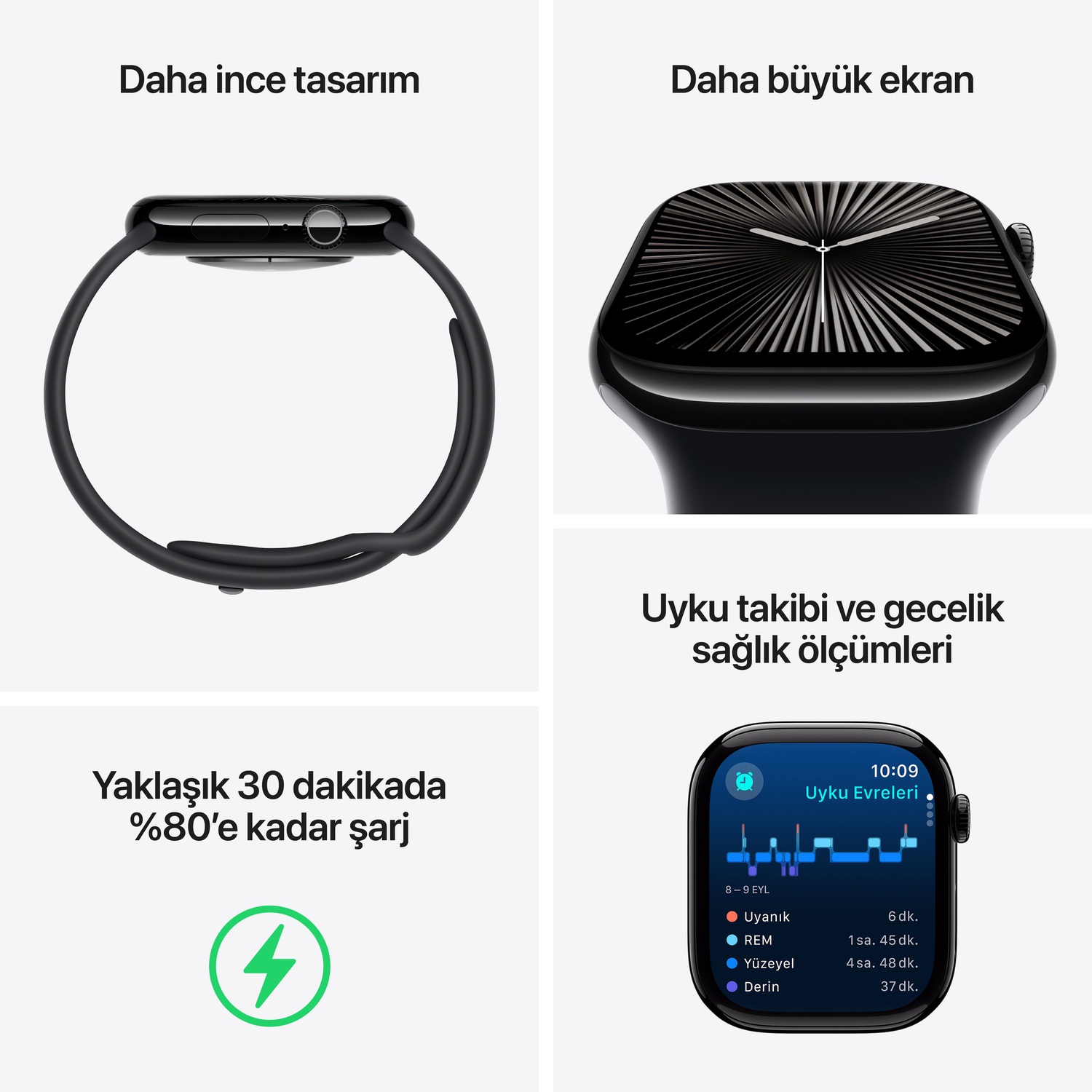 Apple Watch Series 10 GPS 46mm Gümüş Rengi Alüminyum Kasa  Bulut Mavisi Spor Loop  MWWN3TU/A