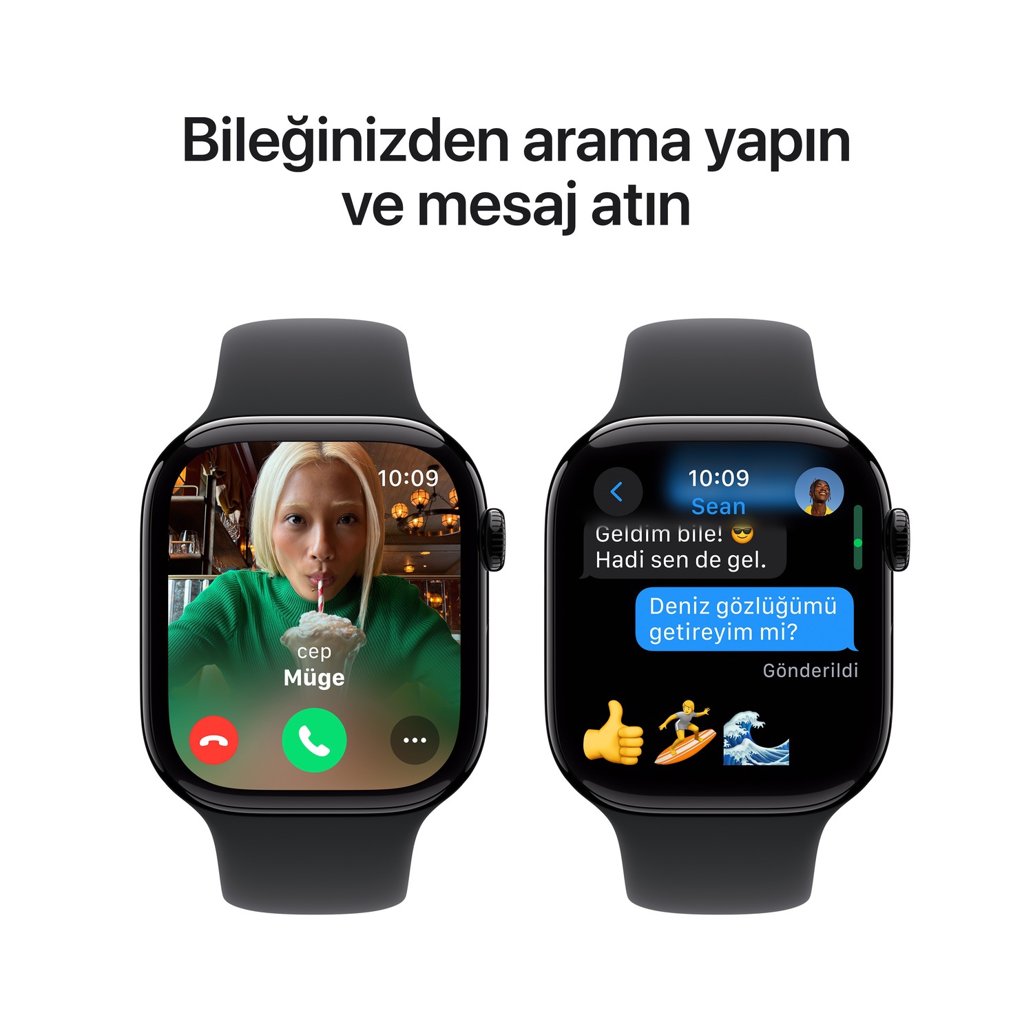 Apple Watch Series 10 GPS 46mm Simsiyah Alüminyum Kasa  Siyah Spor Kordon - S/M  MWWP3TU/A