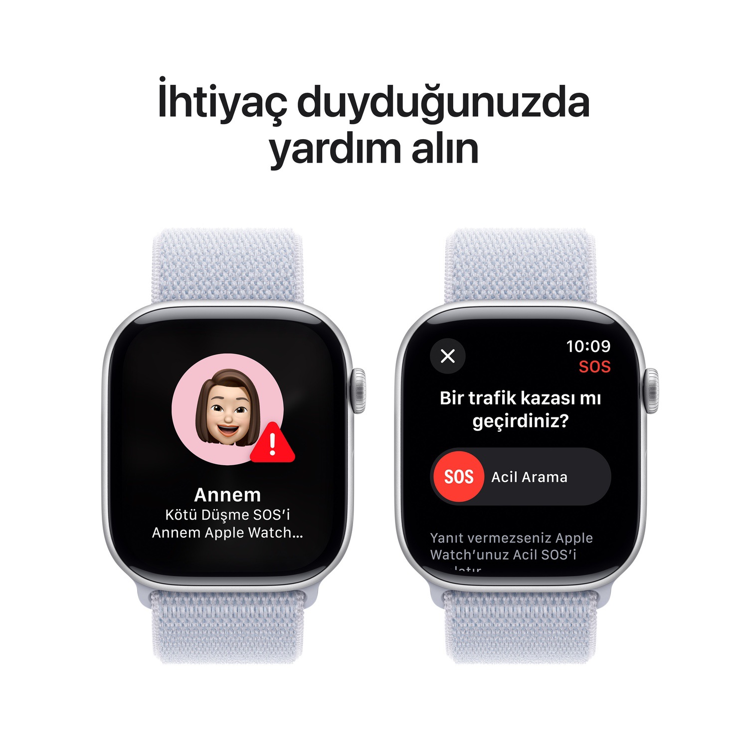 Apple Watch Series 10 GPS + Cellular 42mm Gümüş Rengi Alüminyum Kasa  Bulut Mavisi Spor Loop  MWX53TU/A