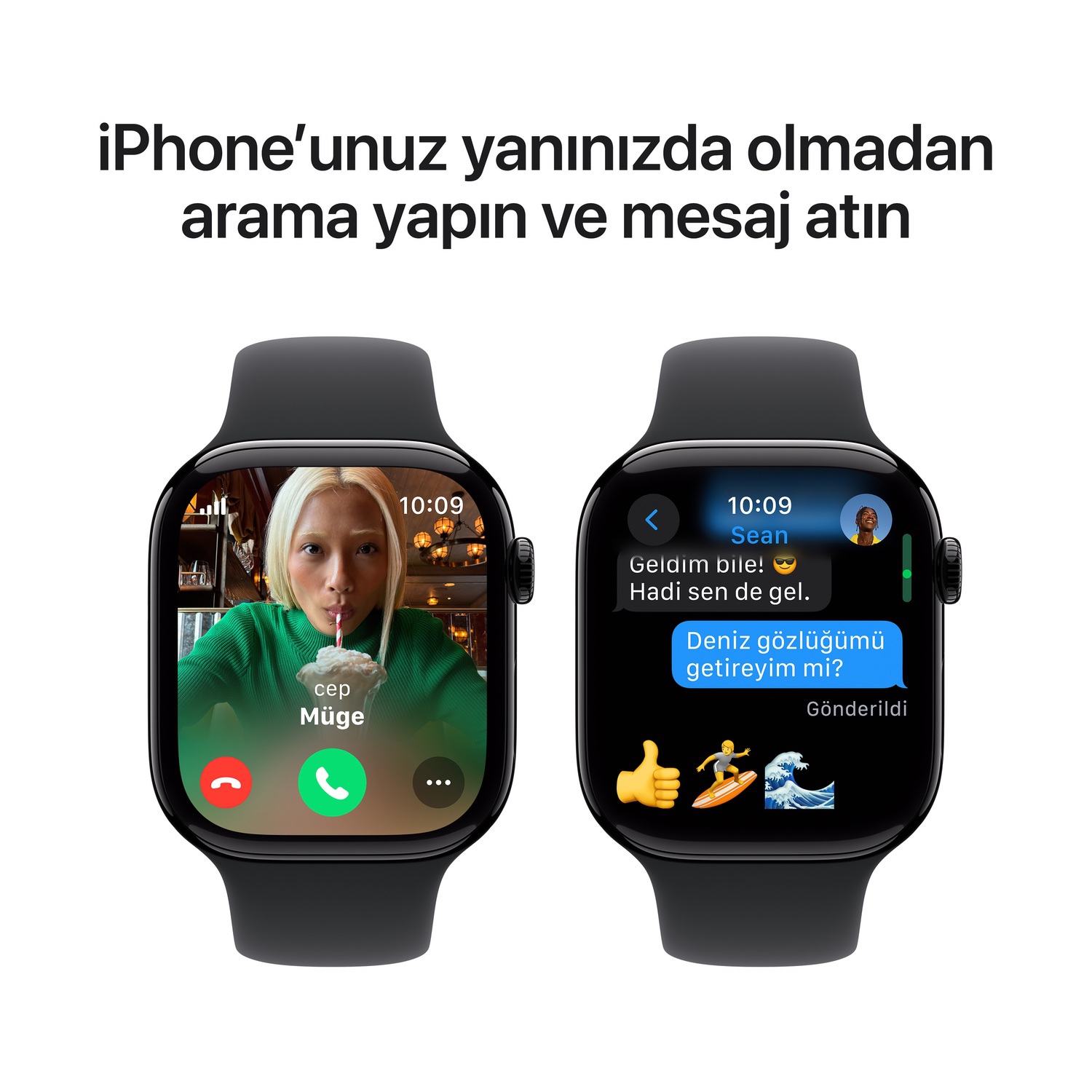 Apple Watch Series 10 GPS + Cellular 42mm Simsiyah Alüminyum Kasa  Siyah Spor Kordon - M/L  MWX73TU/A