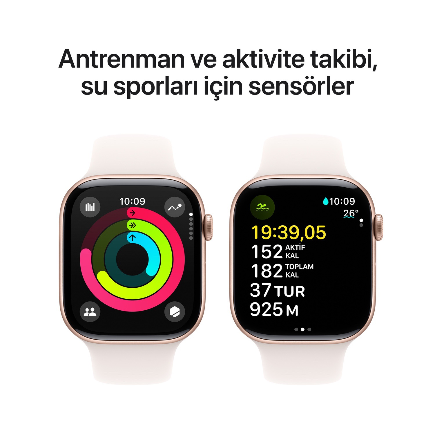 Apple Watch Series 10 GPS + Cellular 42mm Roze Altın Rengi Alüminyum Kasa  Bulut Pembesi Spor Kordon - S/M  MWX93TU/A