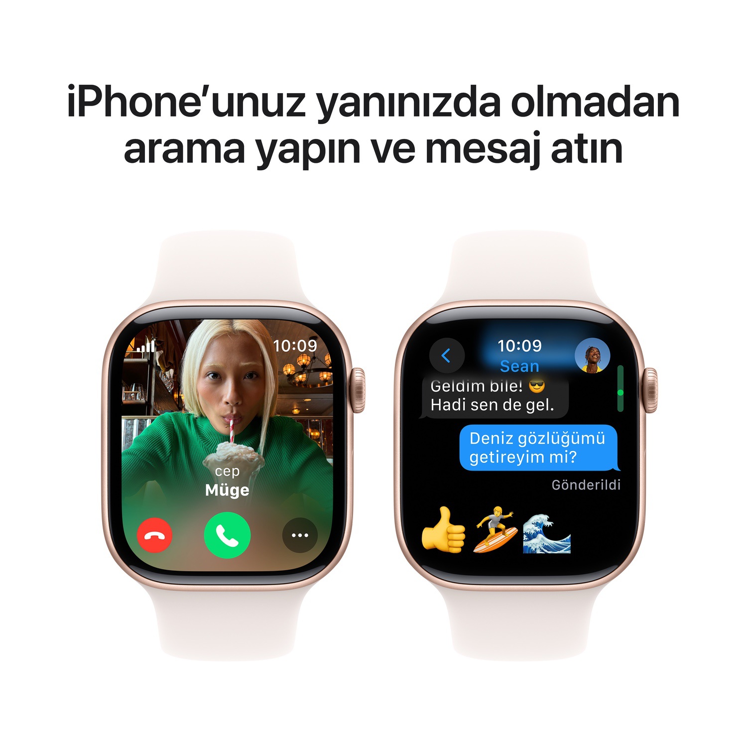 Apple Watch Series 10 GPS + Cellular 42mm Roze Altın Rengi Alüminyum Kasa  Bulut Pembesi Spor Kordon - S/M  MWX93TU/A