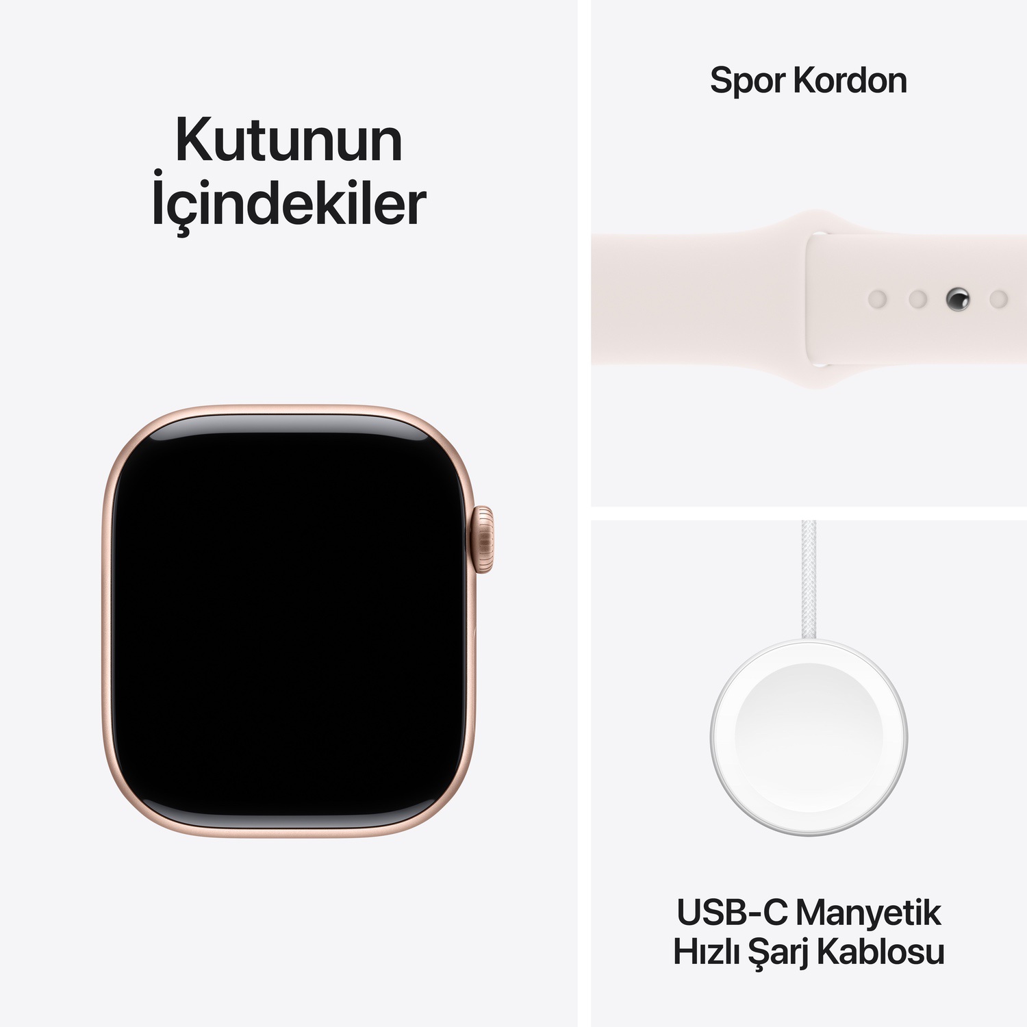 Apple Watch Series 10 GPS + Cellular 42mm Roze Altın Rengi Alüminyum Kasa  Bulut Pembesi Spor Kordon - S/M  MWX93TU/A