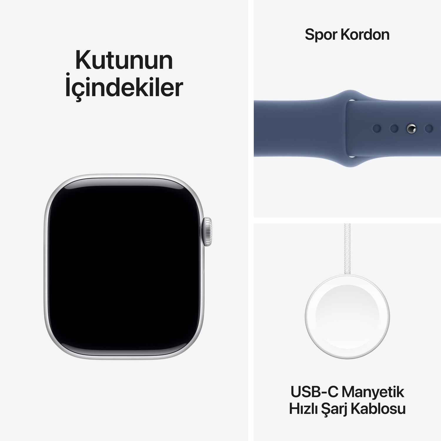 Apple Watch Series 10 GPS + Cellular 46mm Gümüş Rengi Alüminyum Kasa  Kot Rengi Spor Kordon - S/M  MWY03TU/A