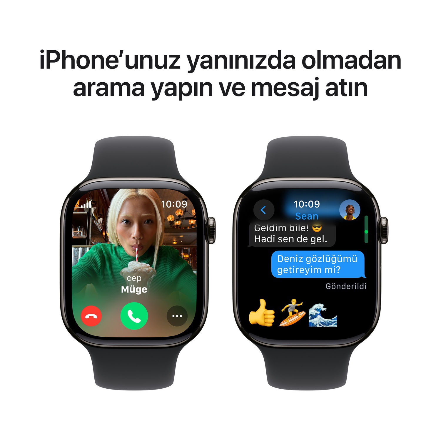 Apple Watch Series 10 GPS + Cellular 46mm Arduvaz Titanyum Kasa  Siyah Spor Kordon - M/L  MWYE3TU/A