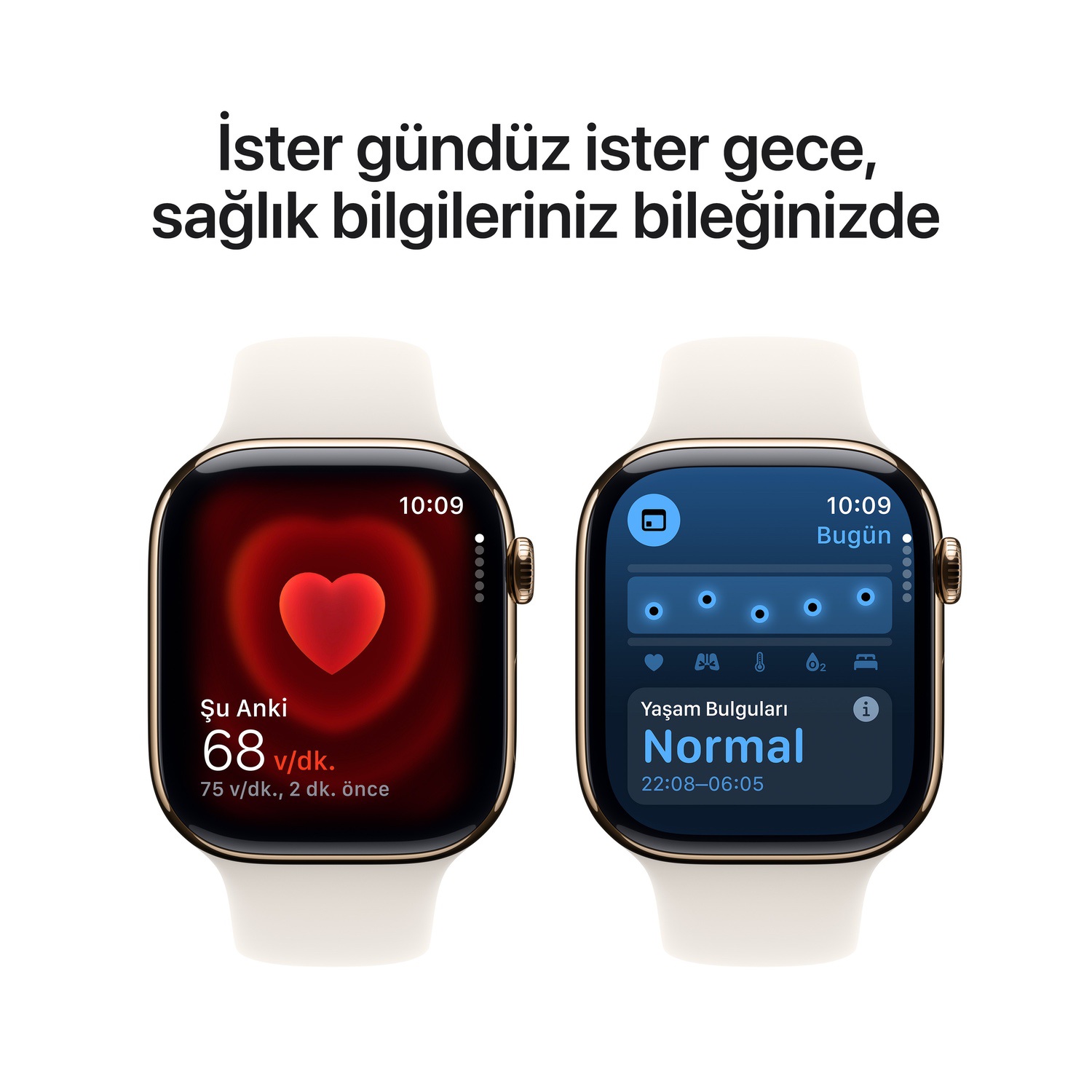 Apple Watch Series 10 GPS + Cellular 42mm Altın Rengi Titanyum Kasa  Yıldız Işığı Spor Kordon - S/M  MX063TU/A