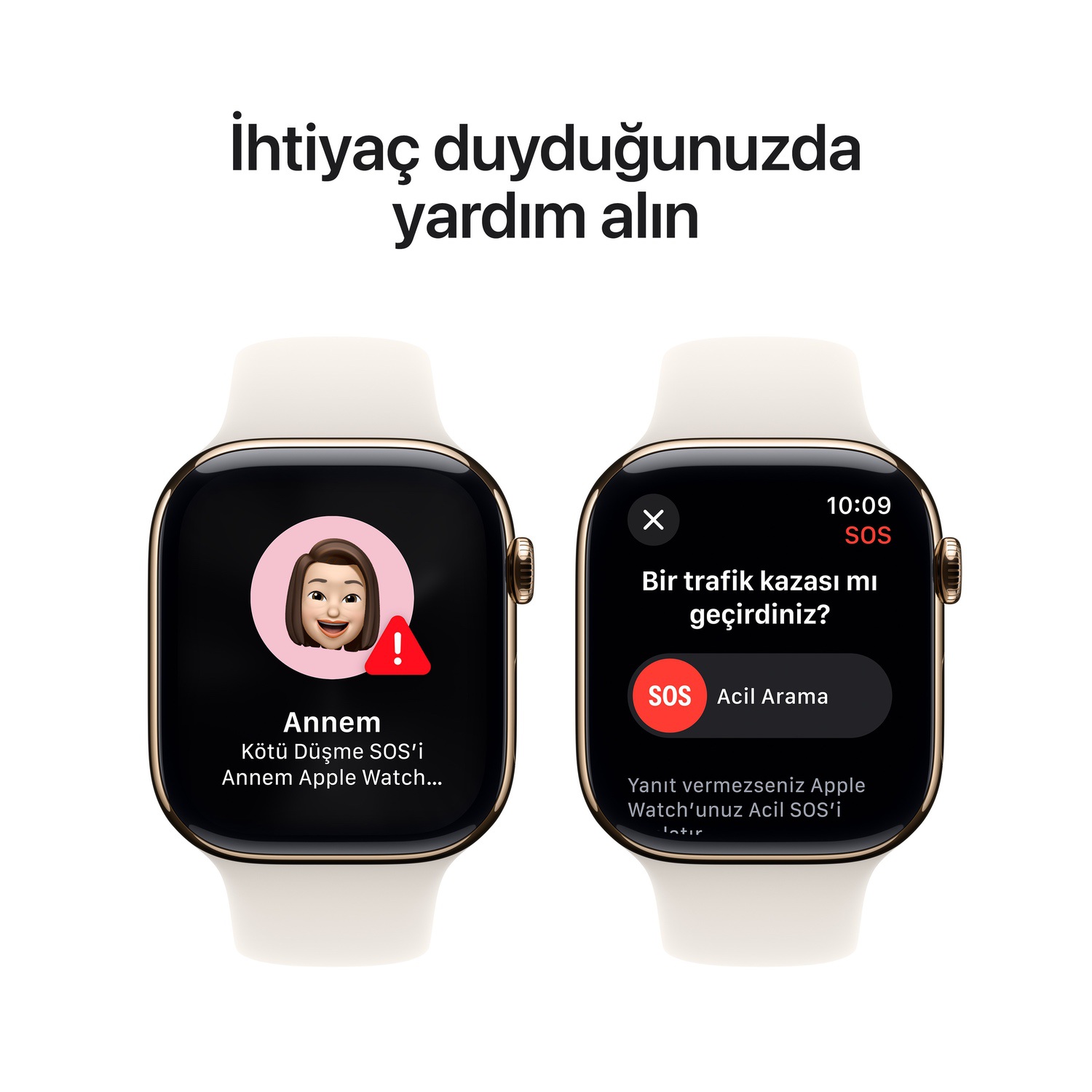 Apple Watch Series 10 GPS + Cellular 42mm Altın Rengi Titanyum Kasa  Yıldız Işığı Spor Kordon - S/M  MX063TU/A