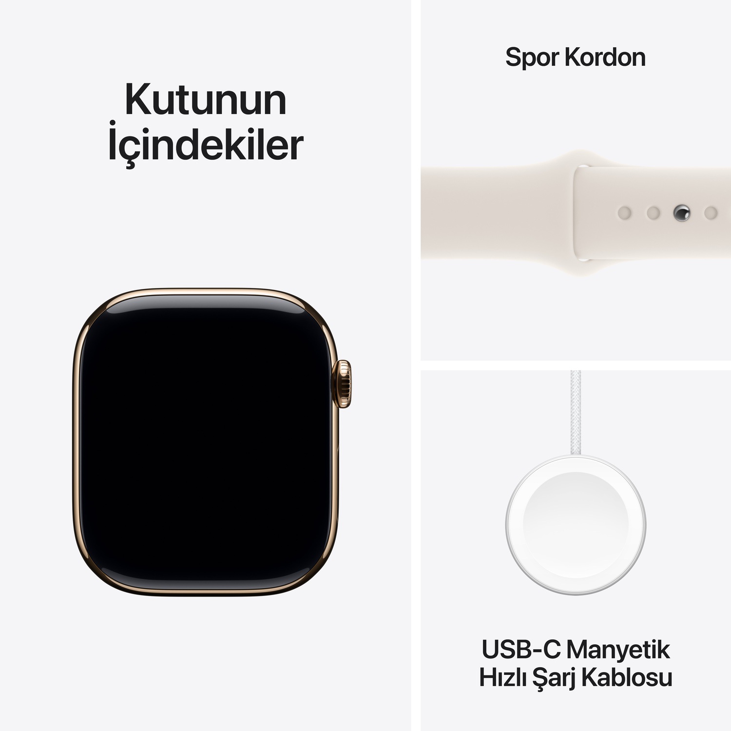 Apple Watch Series 10 GPS + Cellular 42mm Altın Rengi Titanyum Kasa  Yıldız Işığı Spor Kordon - S/M  MX063TU/A