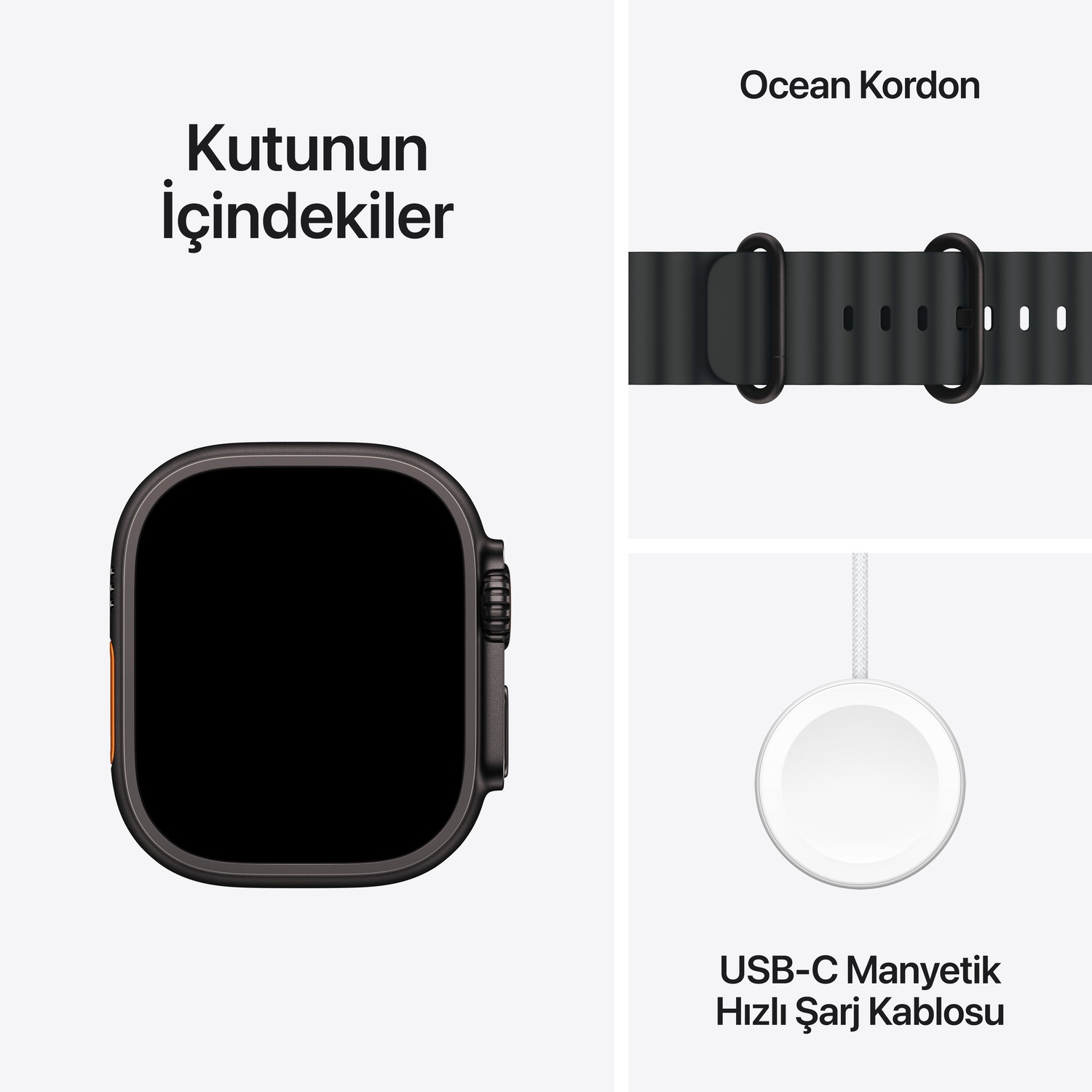 Apple Watch Ultra 2 GPS + Cellular 49mm Siyah Titanyum Kasa  Siyah Ocean Kordon  MX4P3TU/A