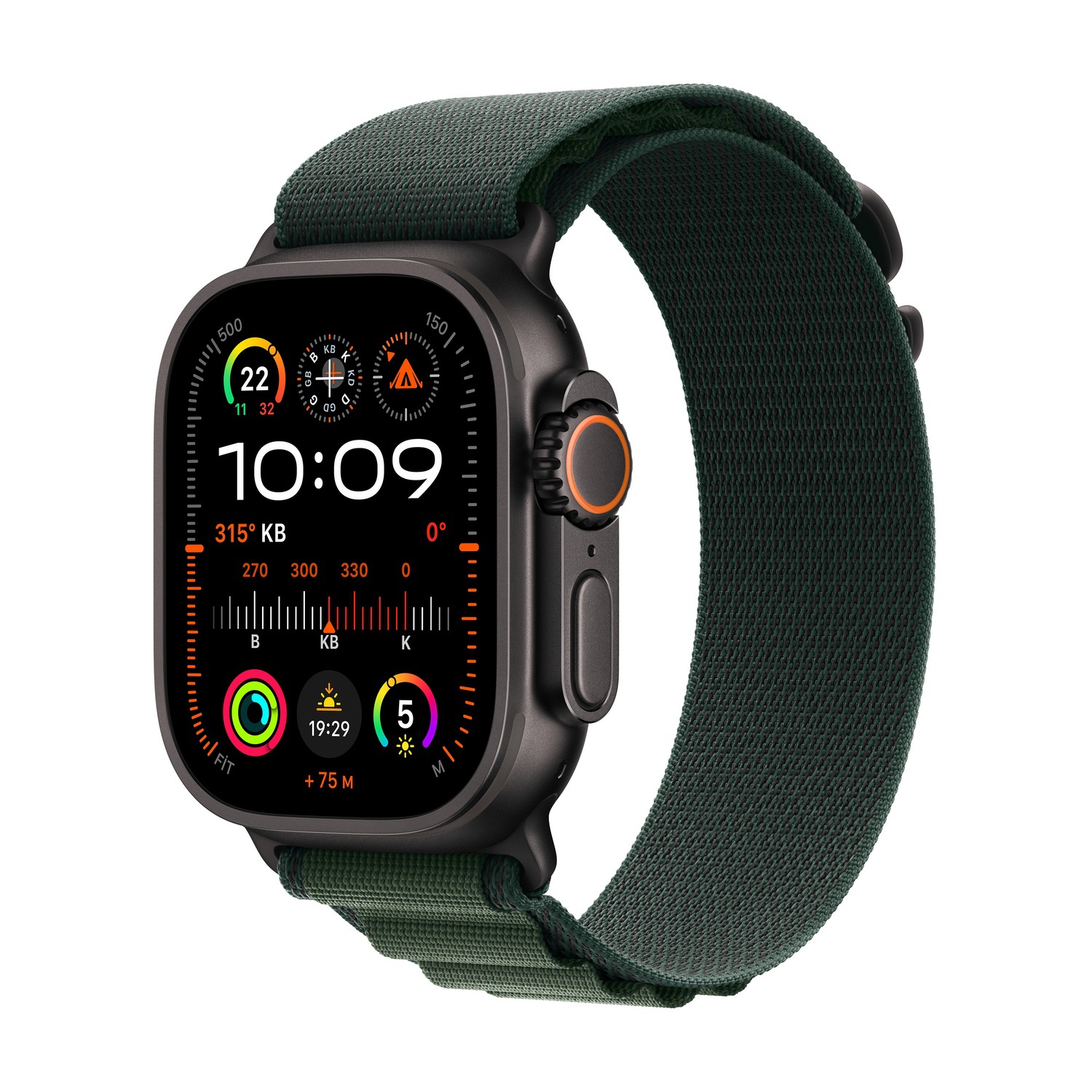 Apple Watch Ultra 2 GPS + Cellular 49mm Siyah Titanyum Kasa  Koyu Yeşil Alpine Loop - Büyük Boy  MX4T3TU/A