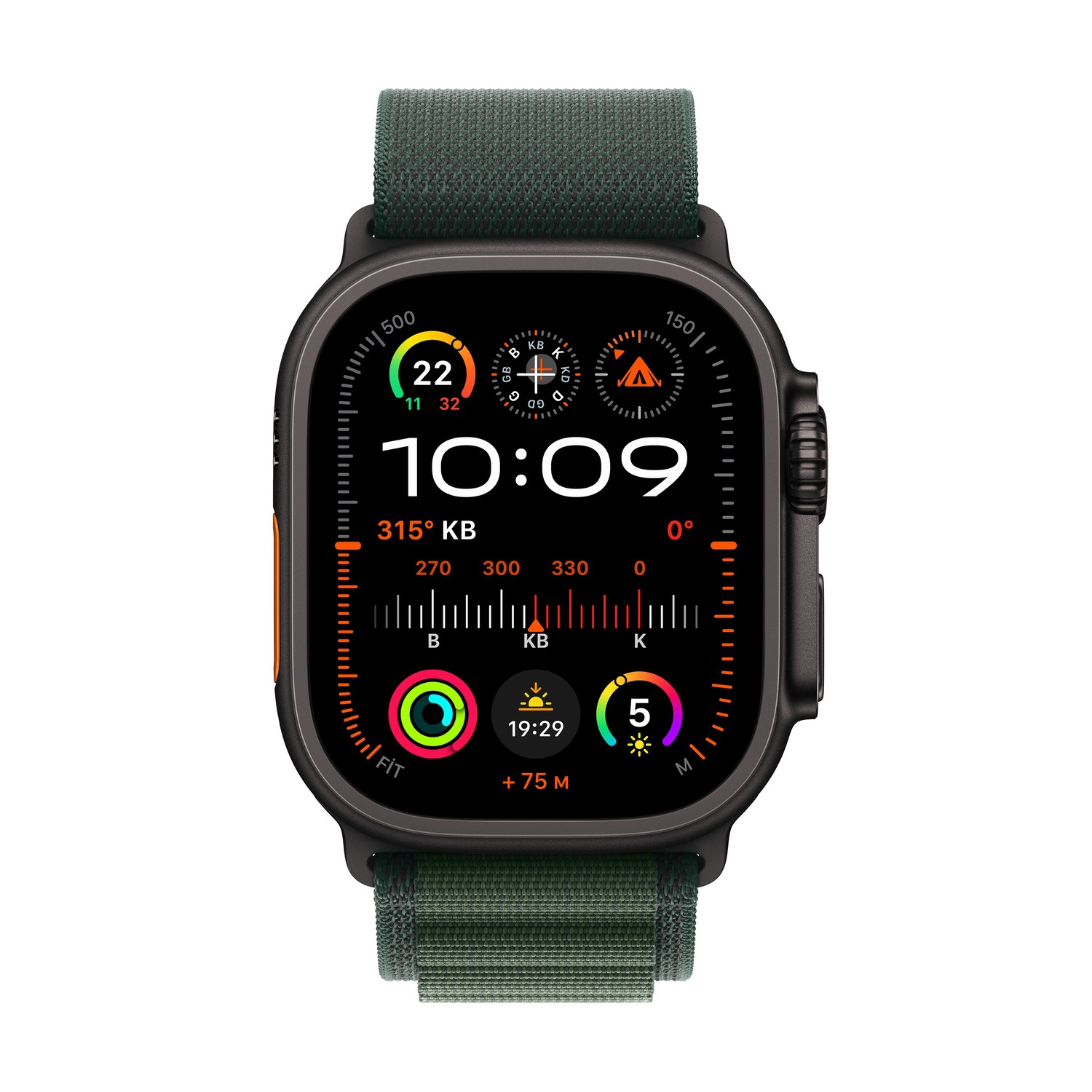 Apple Watch Ultra 2 GPS + Cellular 49mm Siyah Titanyum Kasa  Koyu Yeşil Alpine Loop - Büyük Boy  MX4T3TU/A
