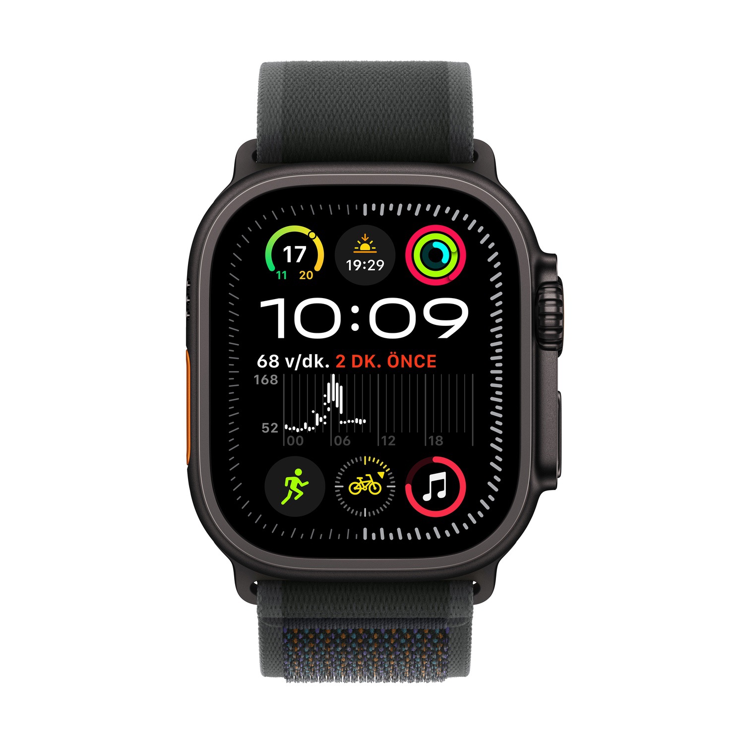 Apple Watch Ultra 2 GPS + Cellular 49mm Siyah Titanyum Kasa  Siyah Trail Loop - S/M  MX4U3TU/A