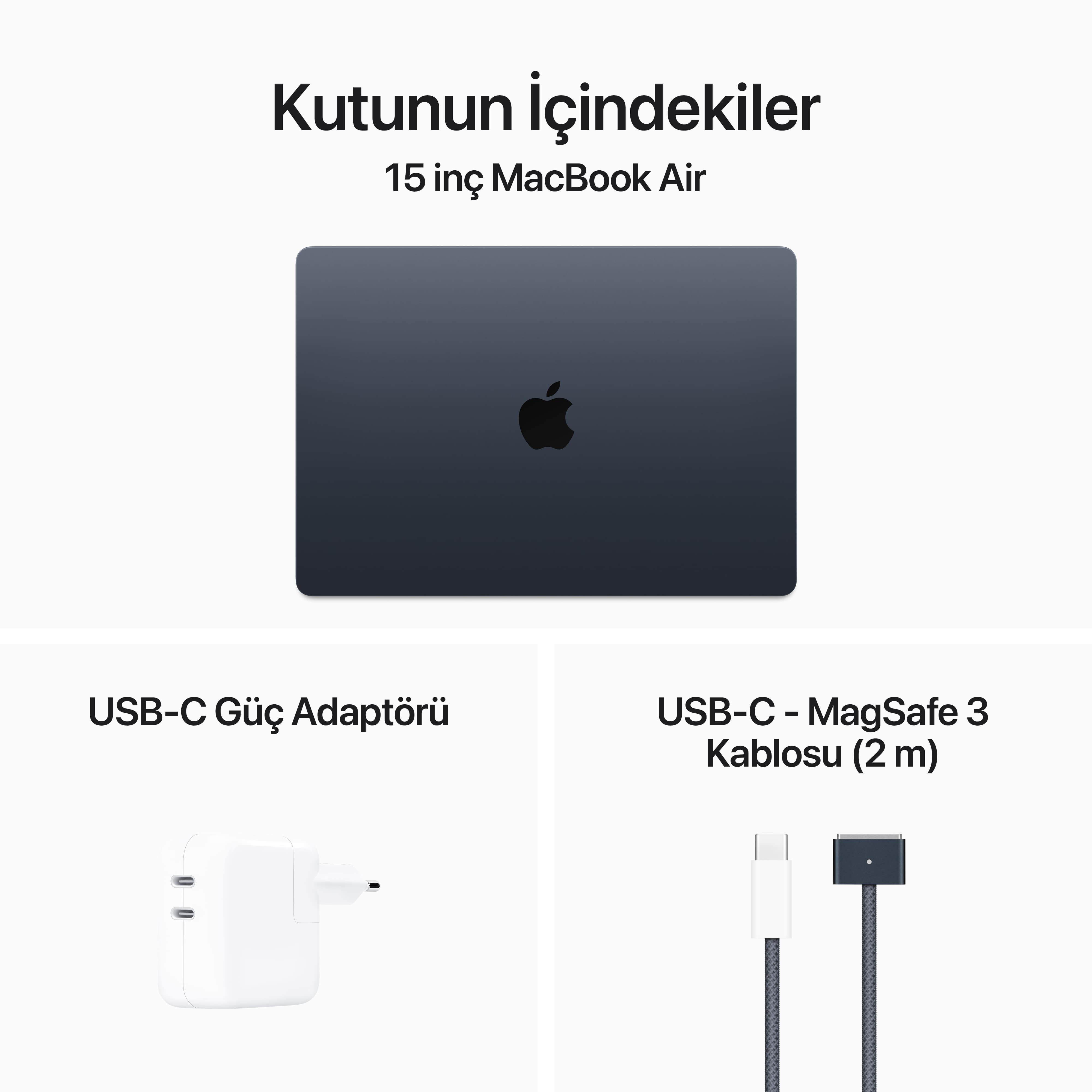 MacBook Air 15 inç M3 Çip 8CPU 10GPU 16GB Bellek 512GB SSD Gece Yarısı  MXD43TU/A