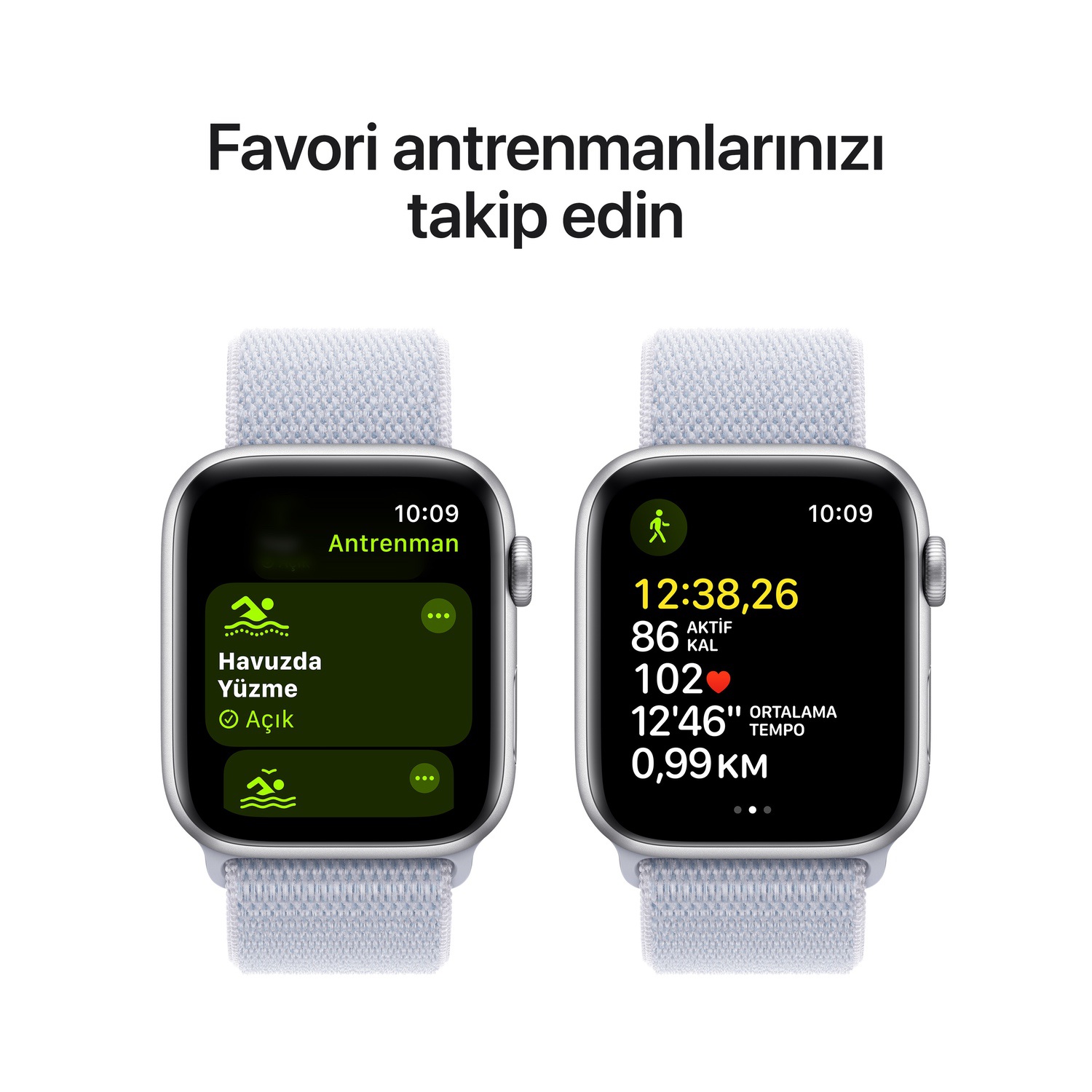 Apple Watch SE GPS 40mm Gümüş Rengi Alüminyum Kasa  Bulut Mavisi Spor Loop  MXEE3TU/A