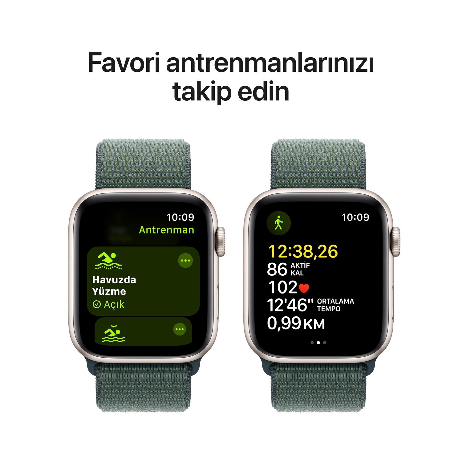 Outlet - Apple Watch SE GPS 40mm Yıldız Işığı Alüminyum Kasa  Göl Yeşili Spor Loop  MXEH3TU/A
