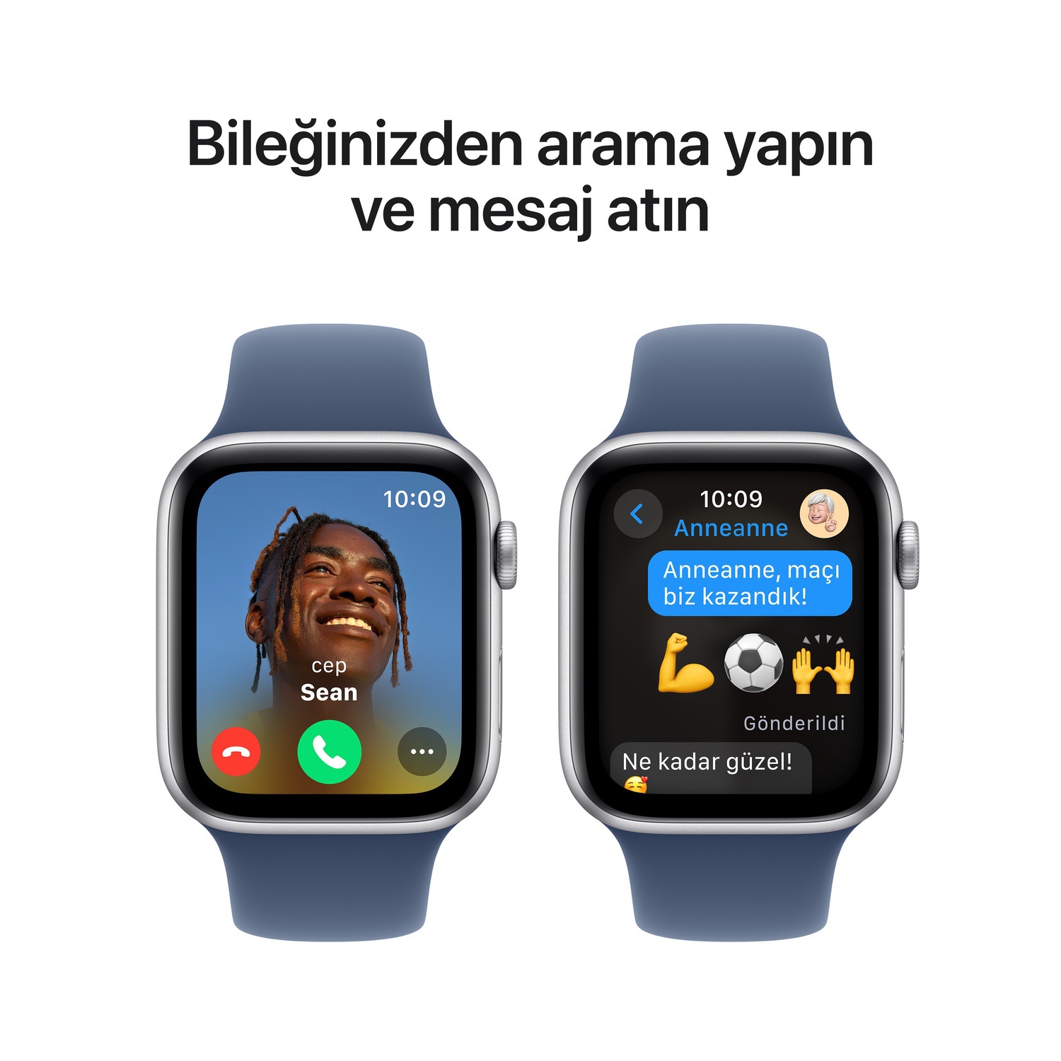 Apple Watch SE GPS 44mm Gümüş Rengi Alüminyum Kasa  Kot Rengi Spor Kordon - S/M  MXEQ3TU/A