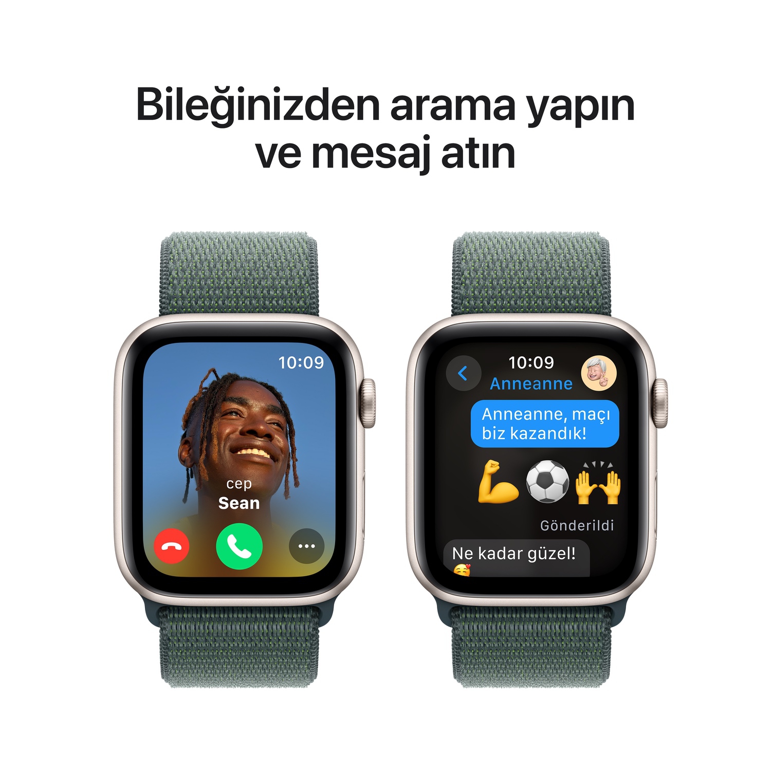 Apple Watch SE GPS 44mm Yıldız Işığı Alüminyum Kasa  Göl Yeşili Spor Loop  MXEW3TU/A