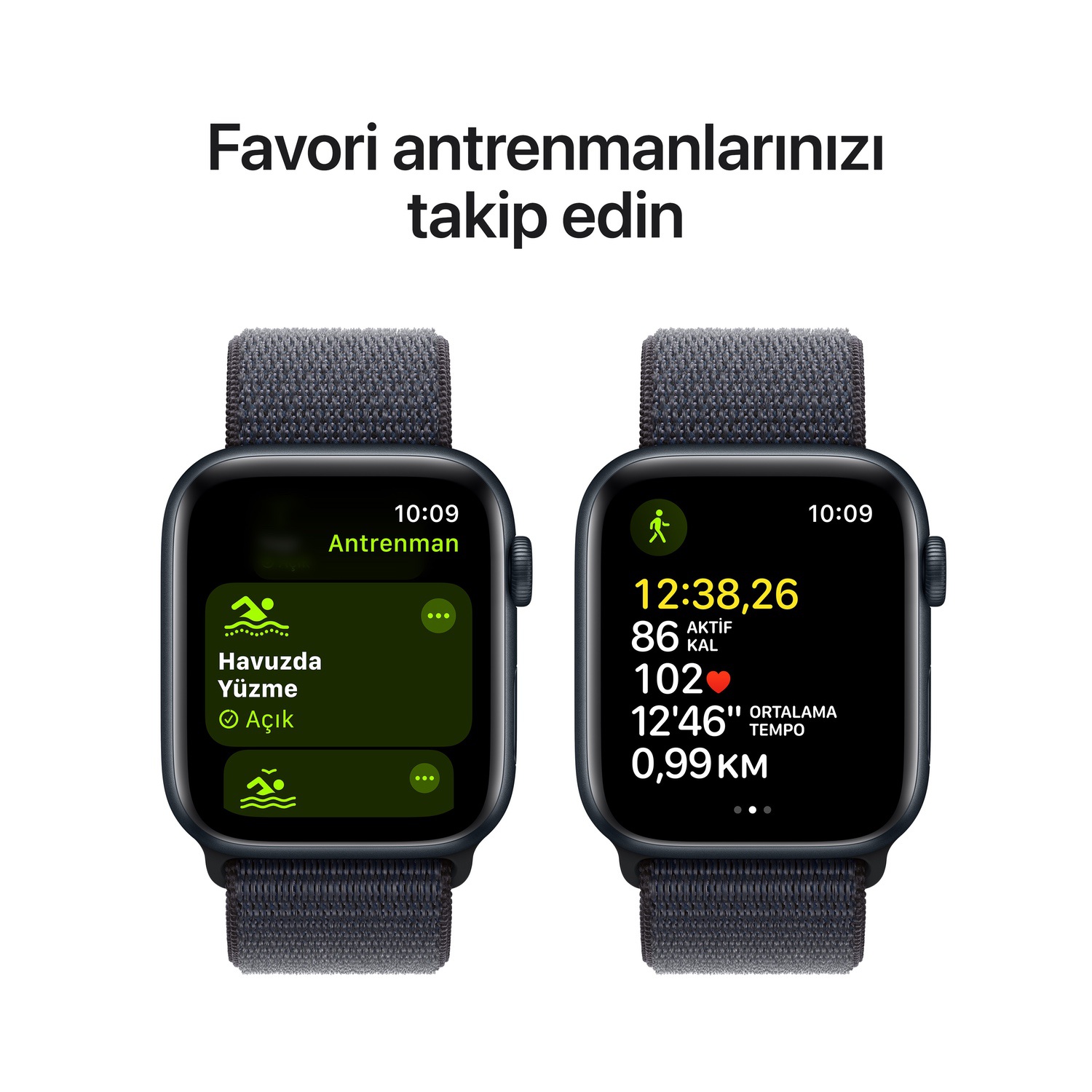 Apple Watch SE GPS + Cellular 44mm Gece Yarısı Alüminyum Kasa  Mürekkep Moru Spor Loop  MXGN3TU/A