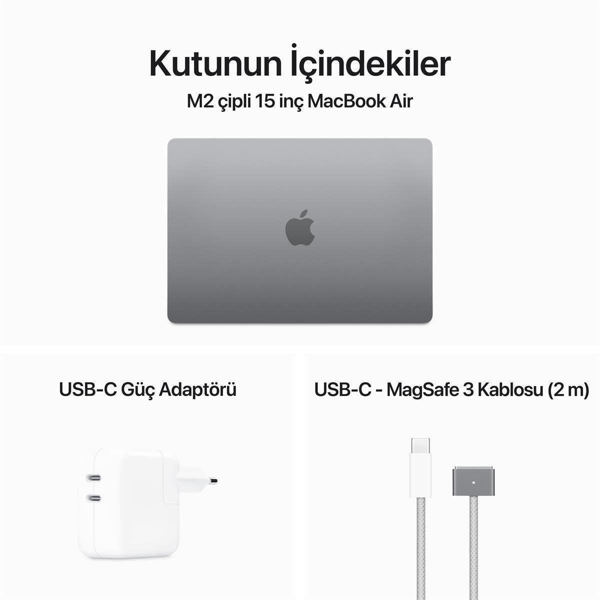 Apple MacBook Air 15 inç M2 Çip 8 Çekirdekli CPU 10 Çekirdekli GPU 16GB Bellek 1TB SSD Uzay Grisi Z18N000HC