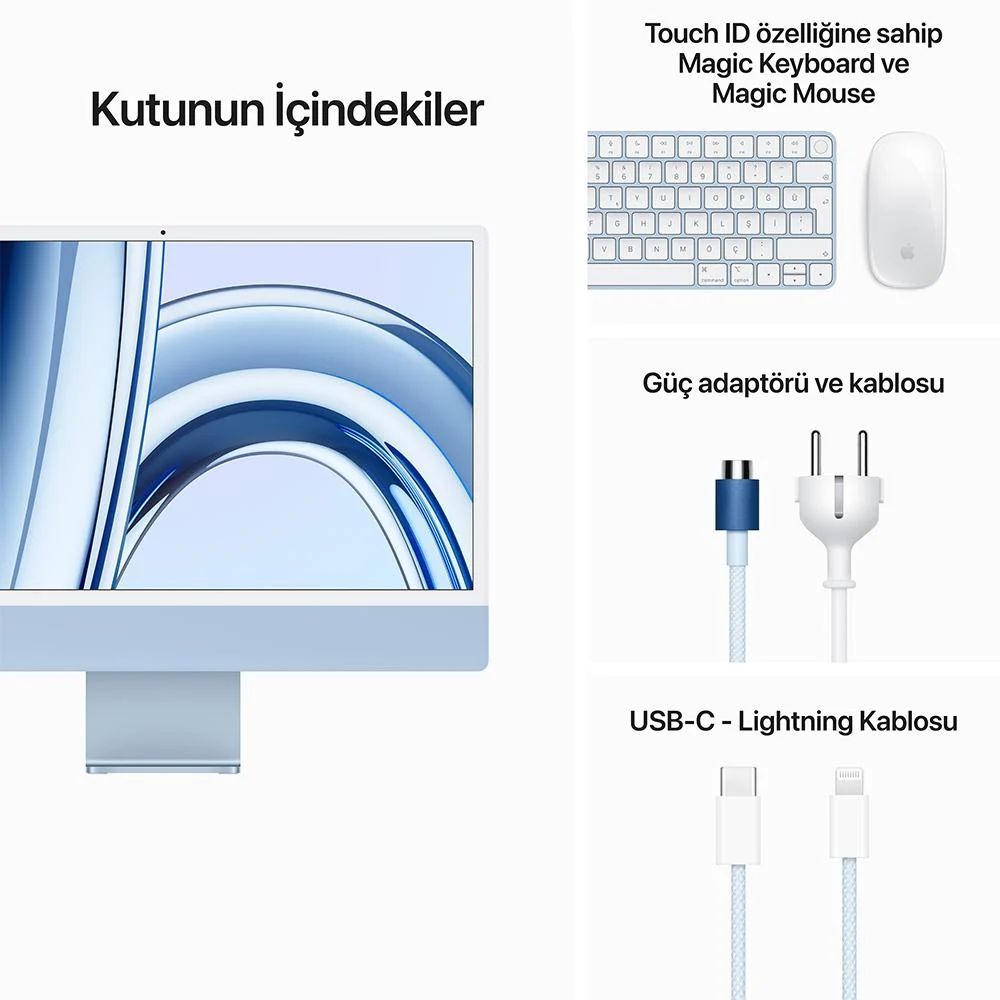 iMac 24 inç  8C CPU 8C GPU M3 24GB/1TB-Turkish Q- BLUE Z197000HZ