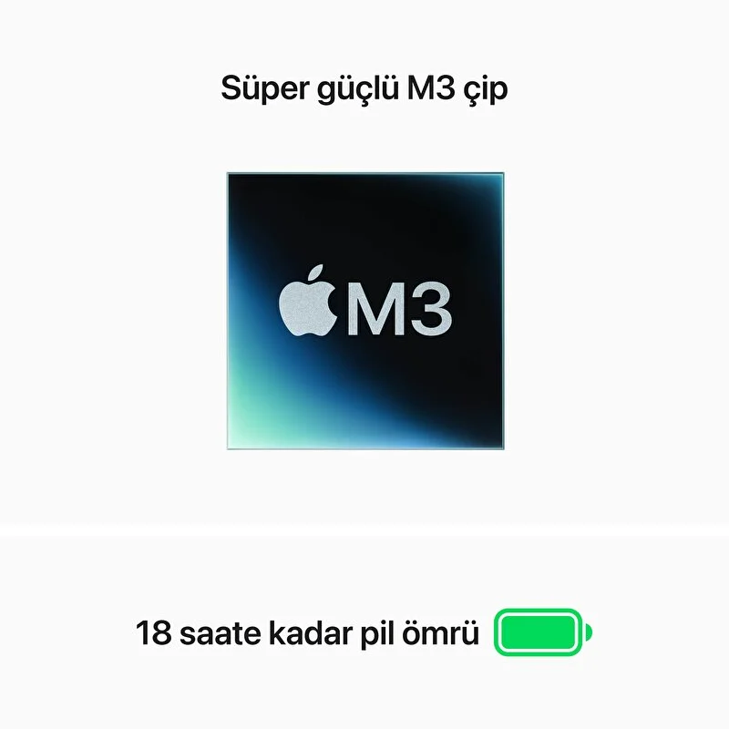 MacBook Air 15 inç M3 Çip 8 Çekirdekli CPU 10 Çekirdekli GPU 24GB Bellek 512GB SSD Uzay Grisi  Z1GD000EJ