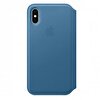 Apple iPhone XS için Deri Folyo Kılıf - Duman Mavisi