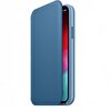 Apple iPhone XS için Deri Folyo Kılıf - Duman Mavisi