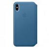 Apple iPhone XS Max için Deri Folyo Kılıf - Duman Mavisi