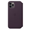 iPhone 11 Pro için Deri Folyo Kılıf - Patlıcan Moru MX072ZM/A