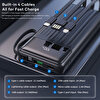 Rock PD Hızlı Şarj 10000 mAh Kablo PowerBank-Siyah 6974282123334