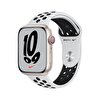 Apple Watch Nike Series 7 GPS + Cellular, 45mm Yıldız Işığı Alüminyum Kasa ve Saf Platin/Siyah Nike Spor Kordon - MKL43TU/A