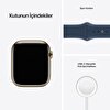 Apple Watch Series 7 GPS + Cellular, 45mm Altın Rengi Paslanmaz Çelik Kasa ve Koyu Abis Mavi Spor Kordon - MN9M3TU/A